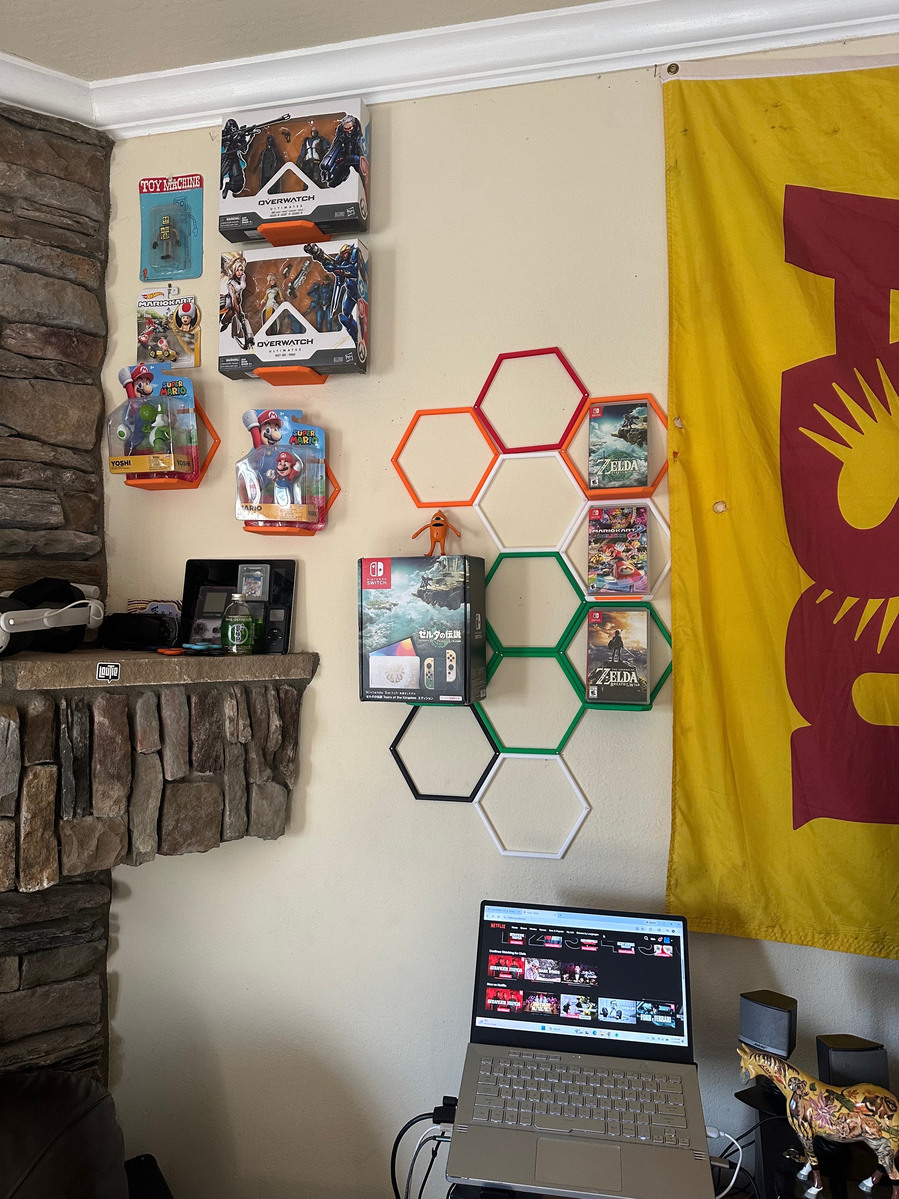 Blank Hexagon Shelf Frame – Open Modular Add-On (No Display Mount / No Shelf Insert)