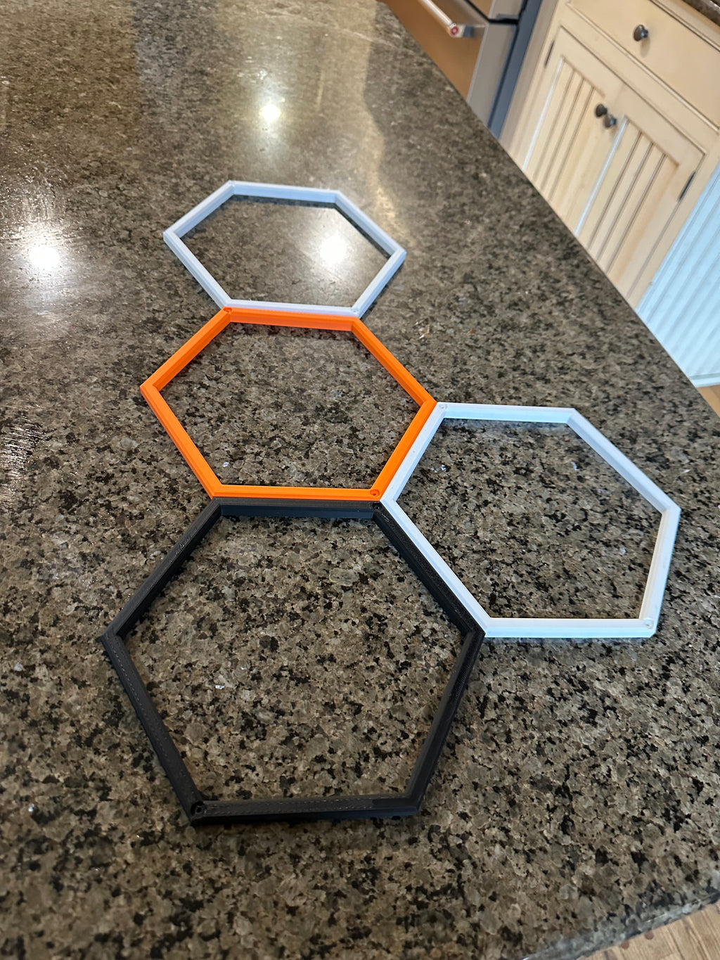 Blank Hexagon Shelf Frame – Open Modular Add-On (No Display Mount / No Shelf Insert)